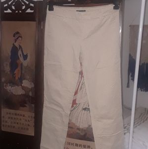 Tommy Hilfiger women's polka dot chinos/slacks. Size 0. Cream color. Cotton.